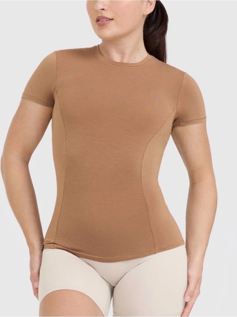 Oner Active Mellow Soft Short Sleeve Crewneck Tshirt in Camel Brown